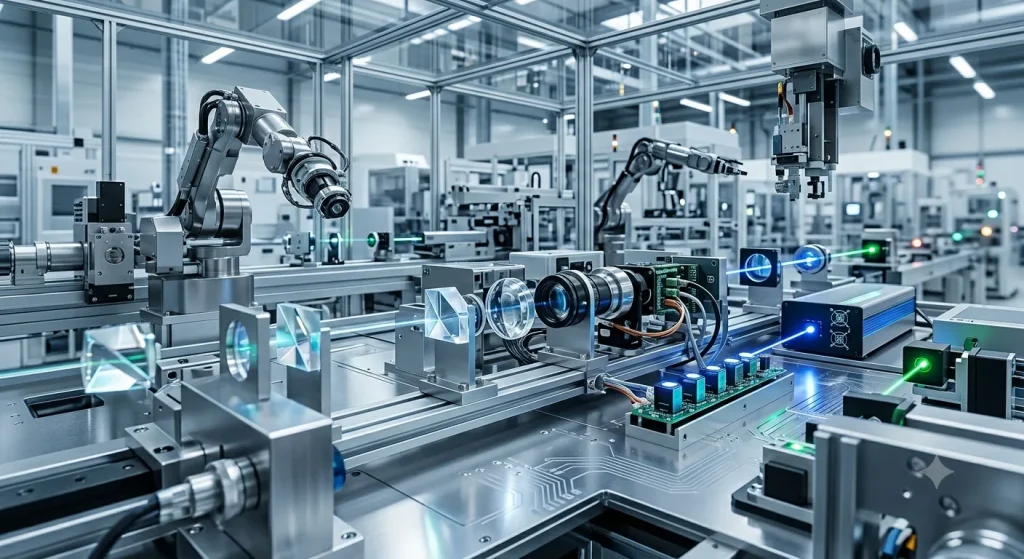 Industrial machine vision equipment in a modern factory